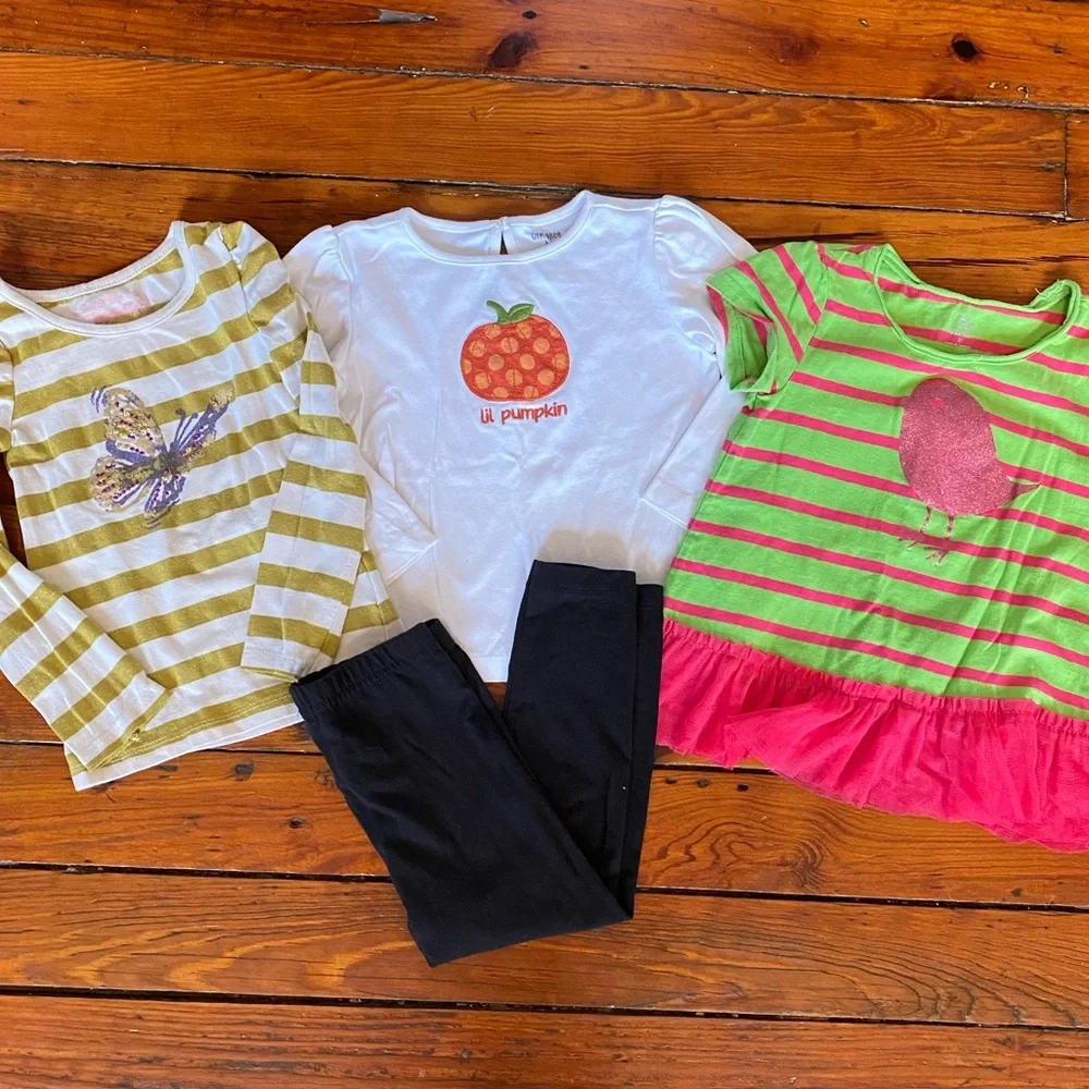 Fall Size 3 T Bundle 3 Shirts 1 pair of leggings